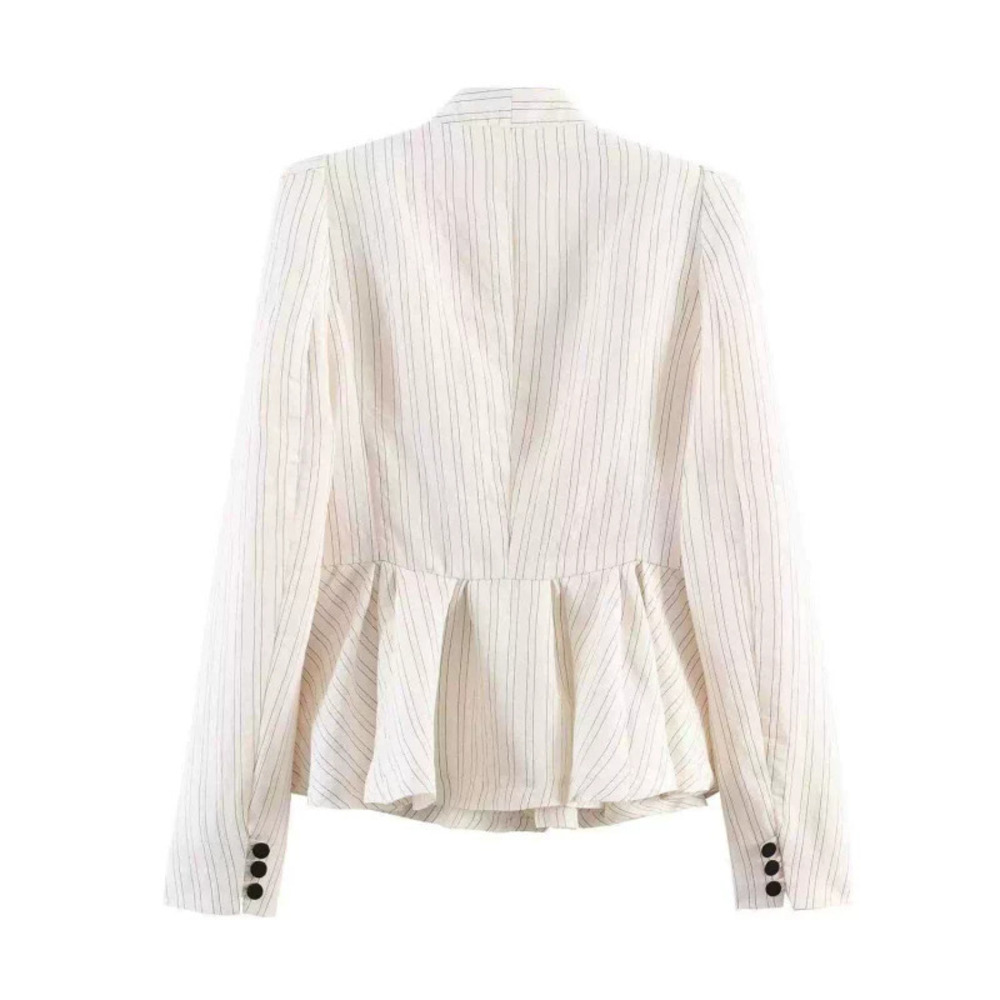 ZARA Autumn Chic Versatile Striped Fitted Collar Blazer